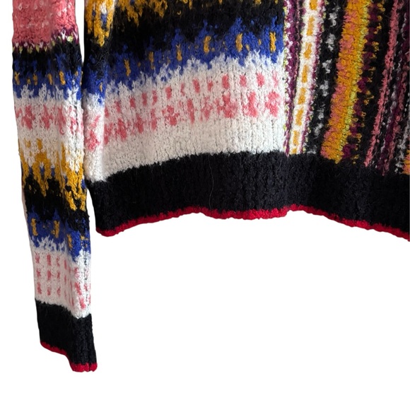 FREE PEOPLE Women’s Best Day Ever Sweater Size L Patchwork Alpaca - Picture 5 of 16